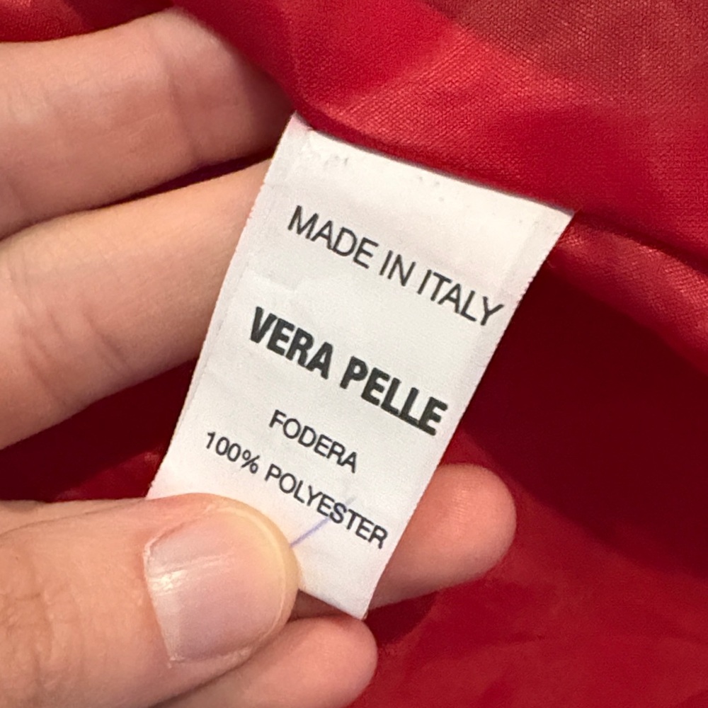 Vera Pelle Hot Pink Faux Leather Moto Jacket with Zipper Accents - Picture 9 of 14